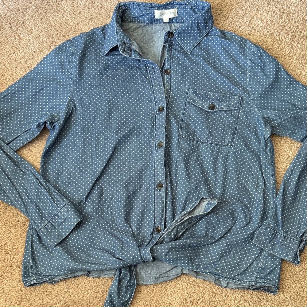 Eden & Olivia Denim Polka Dot Shirt